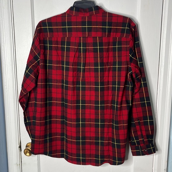 LL Bean L Flannel Plaid Red Black Casual Button Down Shirt Wallace Tartan Nwt - Picture 9 of 11